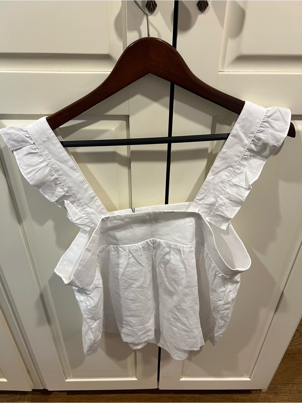 White Ruffle Strap Square-Neck Camisole - Picture 2 of 3